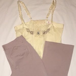 Rebecca Taylor Beautifully Embellished Cream Tank 6 EUC